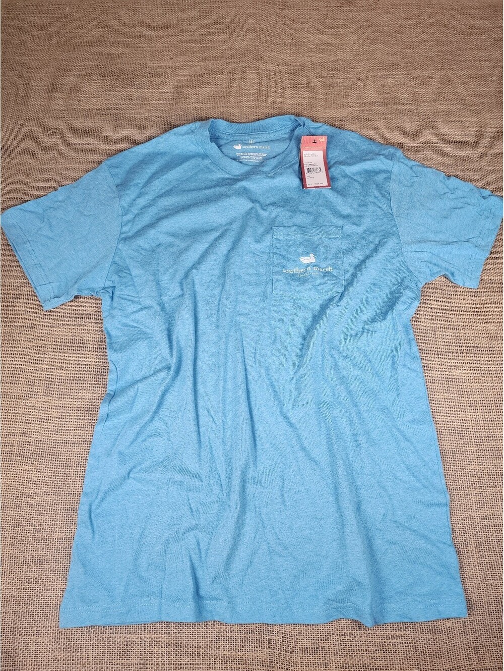 Southern Marsh Men’s Large Trout Fishing T Shirt Blue Pocket Tee Fish Graphic